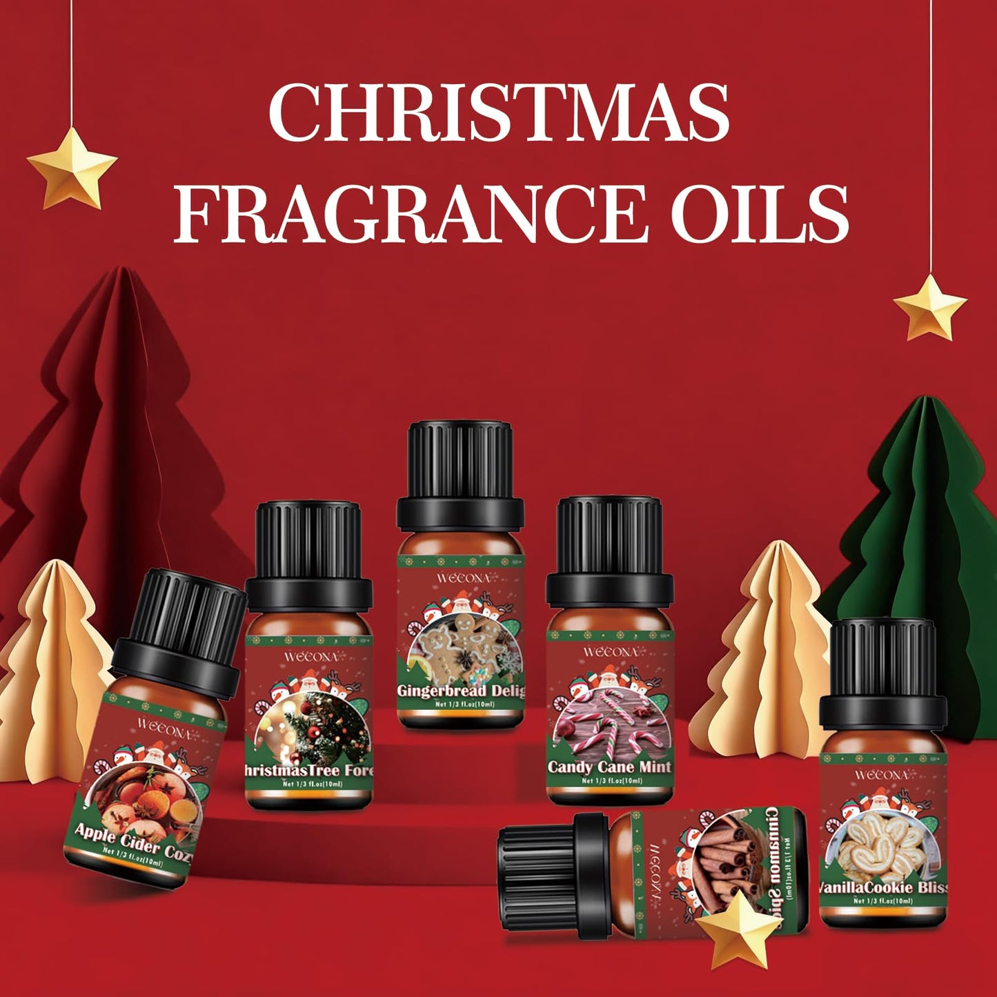 Christmas Essential Oils for Diffuser - 6 x 10ml Holiday Gift Set