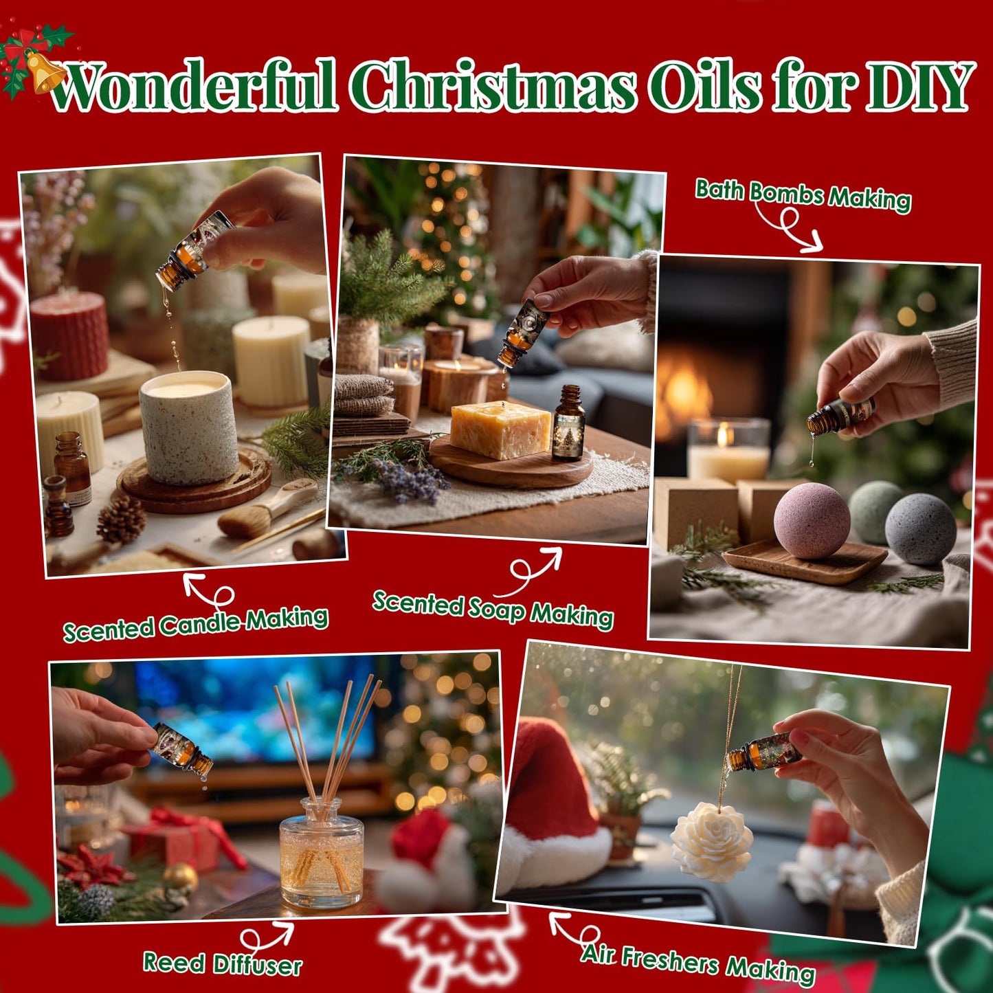 Christmas Essential Oils Gift Set 8 Pcs Winter Aromatherapy Oils for Diffusers