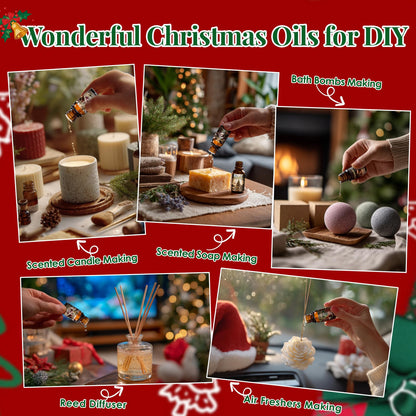 Christmas Essential Oils Gift Set 8 Pcs Winter Aromatherapy Oils for Diffusers