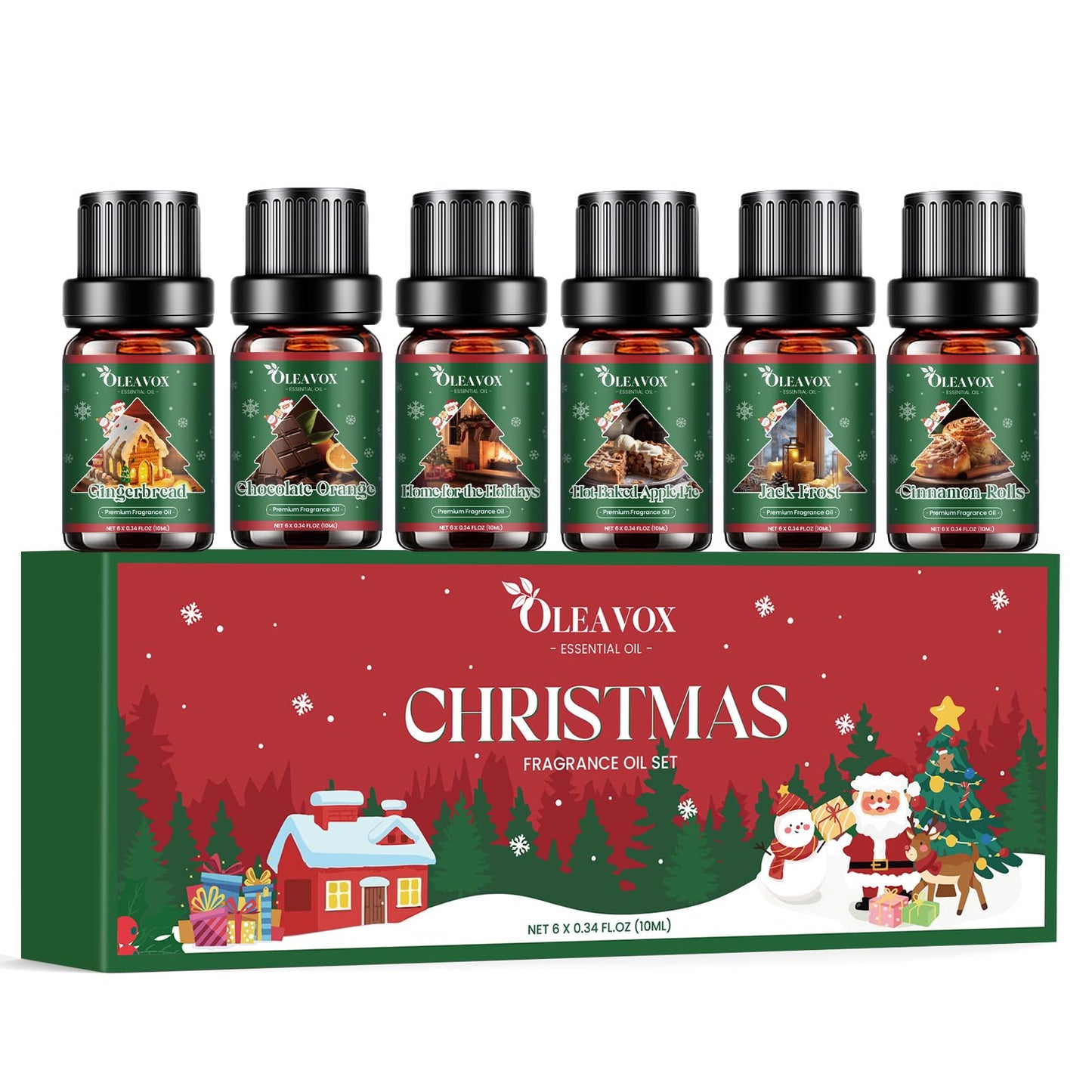 Christmas Essential Oils Set – 6 Premium Winter Fragrance Oils for Diffusers