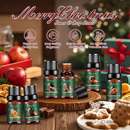 Christmas Essential Oils Set – 6 Premium Winter Fragrance Oils for Diffusers