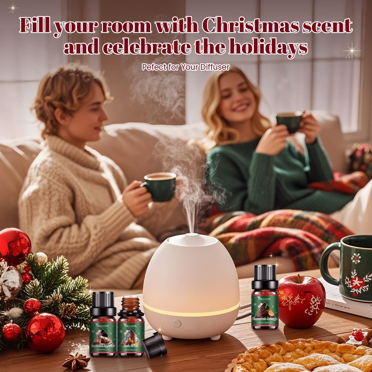 Christmas Essential Oils Set – 6 Premium Winter Fragrance Oils for Diffusers