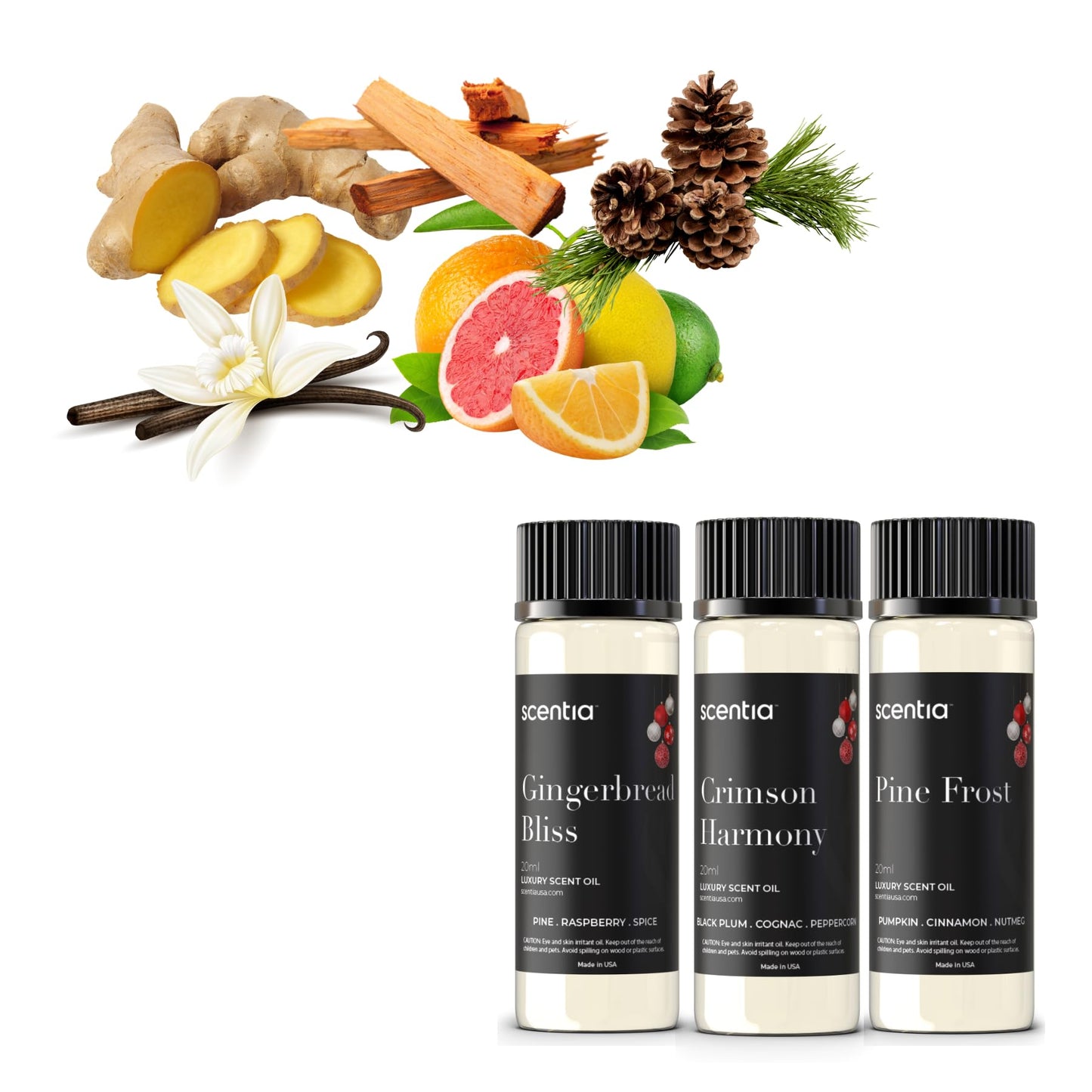 Christmas Fragrance Oil Set – Winter Oils for Diffusers & Candle Making (3×20ml)