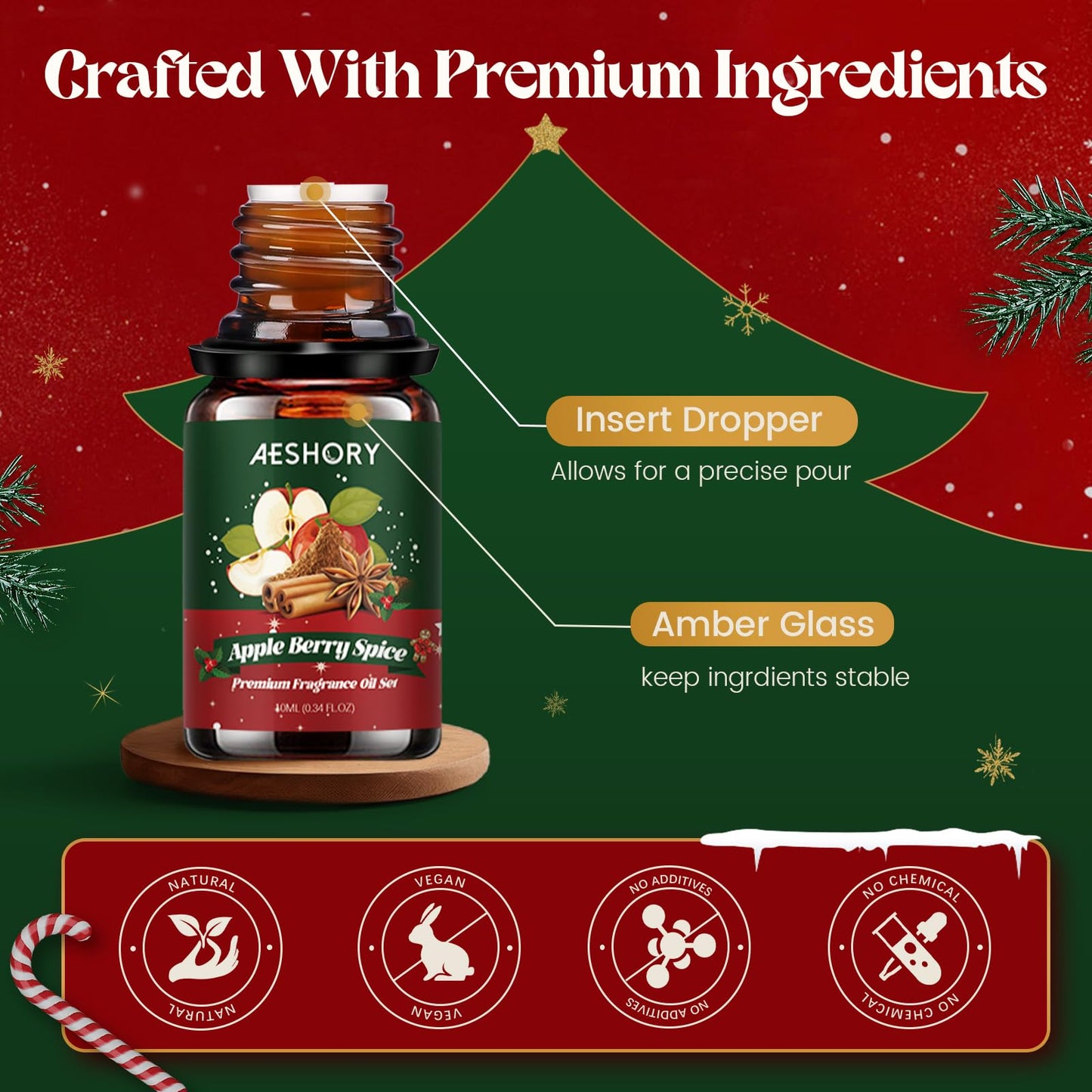 Christmas Fragrance Oil Set - 6 Winter Essential Oils for Diffusers (Gift Box)