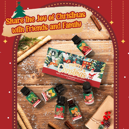 Christmas Fragrance Oil Set - SNOWSEN Winter Essential Oils for Diffuser & Aromatherapy | 6x10ml