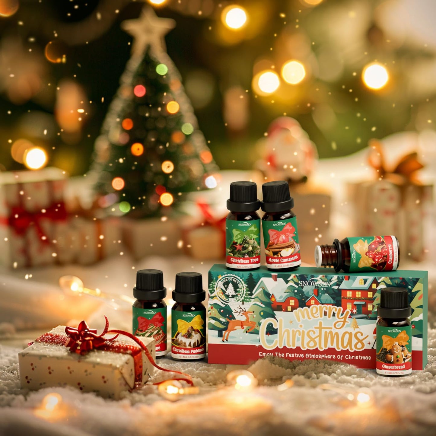 Christmas Fragrance Oil Set - SNOWSEN Winter Essential Oils for Diffuser & Aromatherapy | 6x10ml