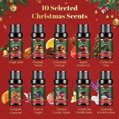 Christmas Fragrance Oils Set - 10x5ml Premium Holiday Essentials for Diffusers