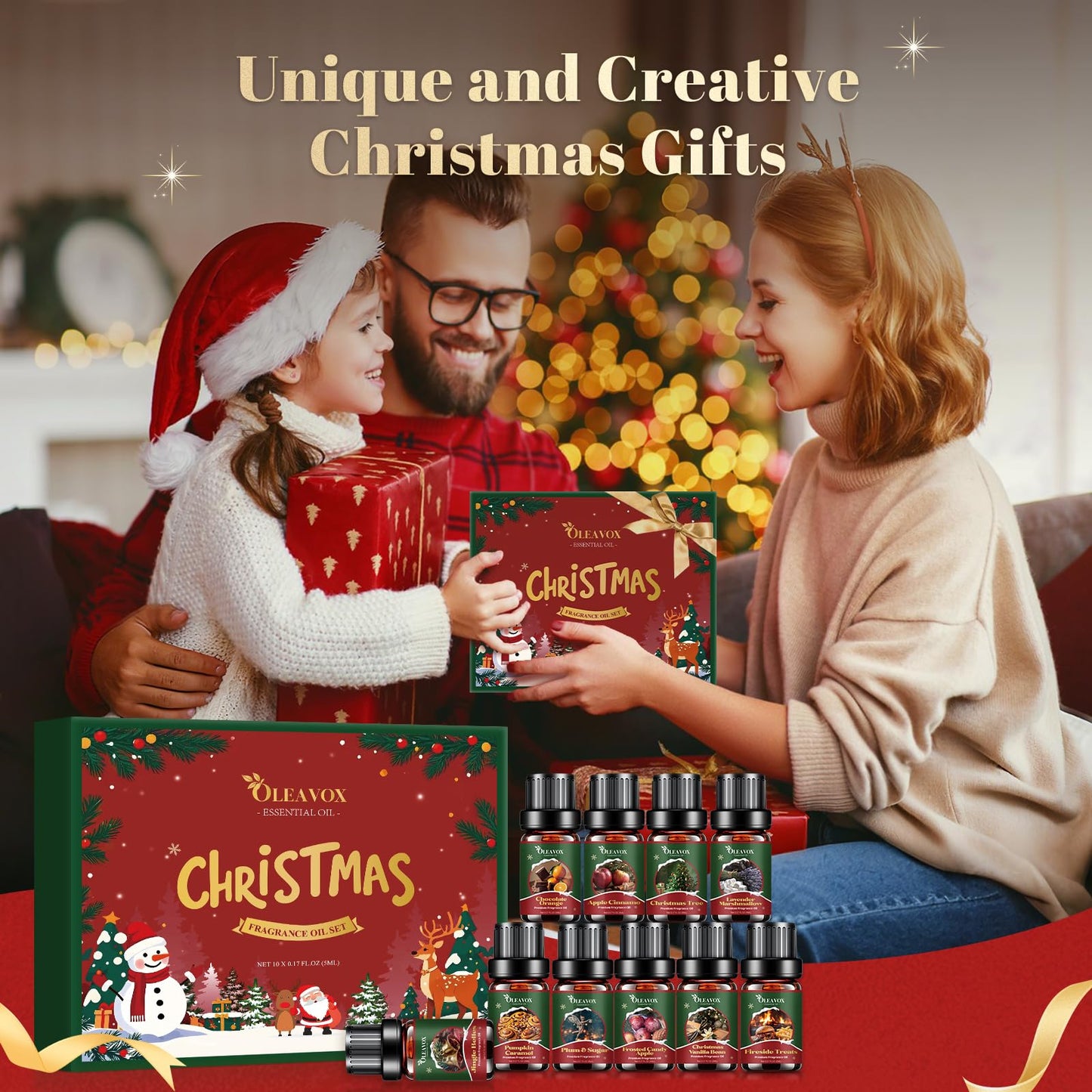 Christmas Fragrance Oils Set - 10x5ml Premium Holiday Essentials for Diffusers