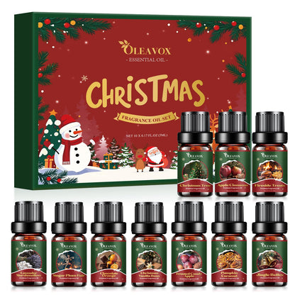Christmas Fragrance Oils Set - 10x5ml Premium Holiday Essentials for Diffusers