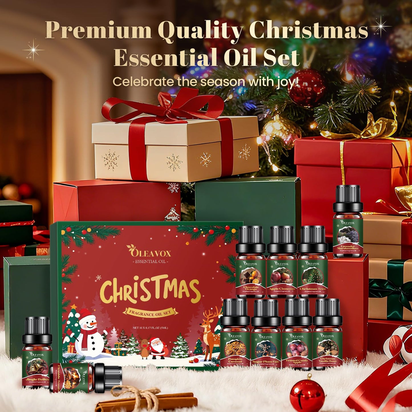 Christmas Fragrance Oils Set - 10x5ml Premium Holiday Essentials for Diffusers