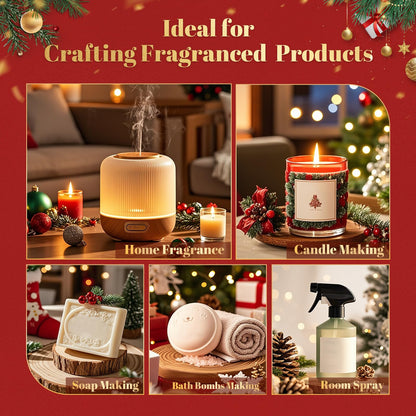 Christmas Fragrance Oils Set - 10x5ml Premium Holiday Essentials for Diffusers