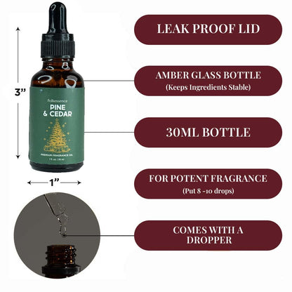 Folkulture Christmas Essential Oil for Diffuser | Pine & Cedarwood Fragrance Oil – 1.01 Fl Oz with Dropper | Aromatherapy Oils, Diffuser Oil Blends | Gift for Women