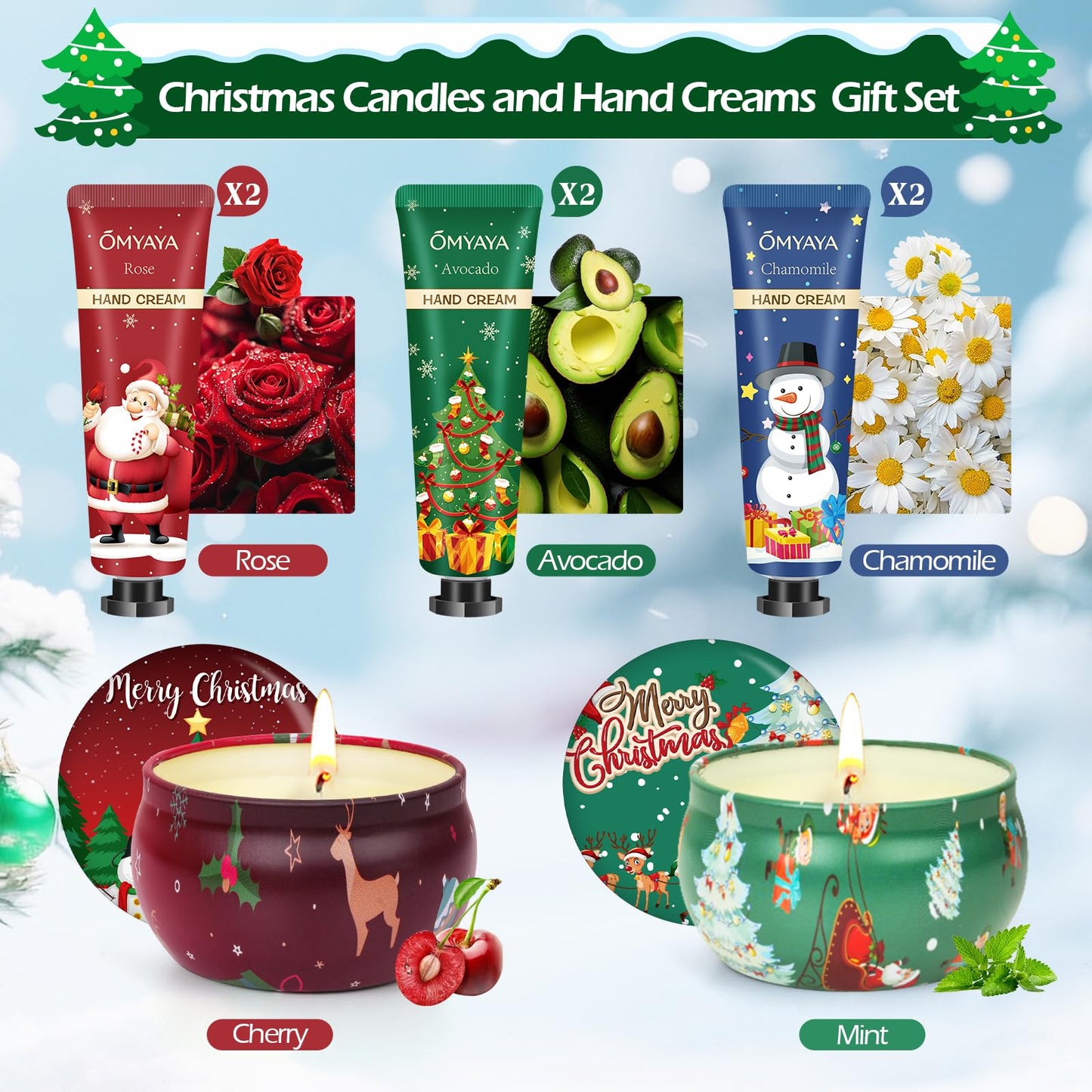 Christmas Gifts for Women: Scented Candles & Hand Cream Lotion Set | Bulk Christmas Gifts for Coworkers