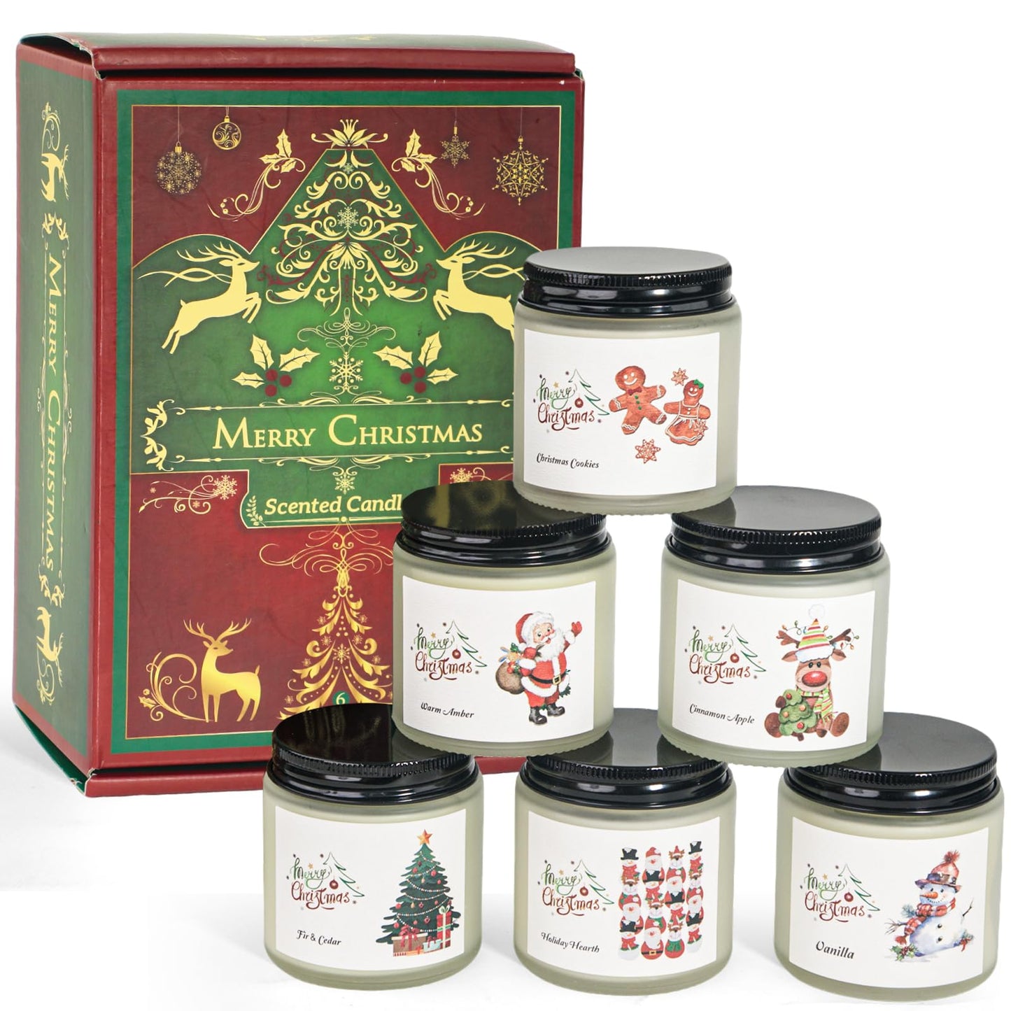 Christmas Scented Candles – 6 Pack Soy, 21 oz Jars | Gift Ideas