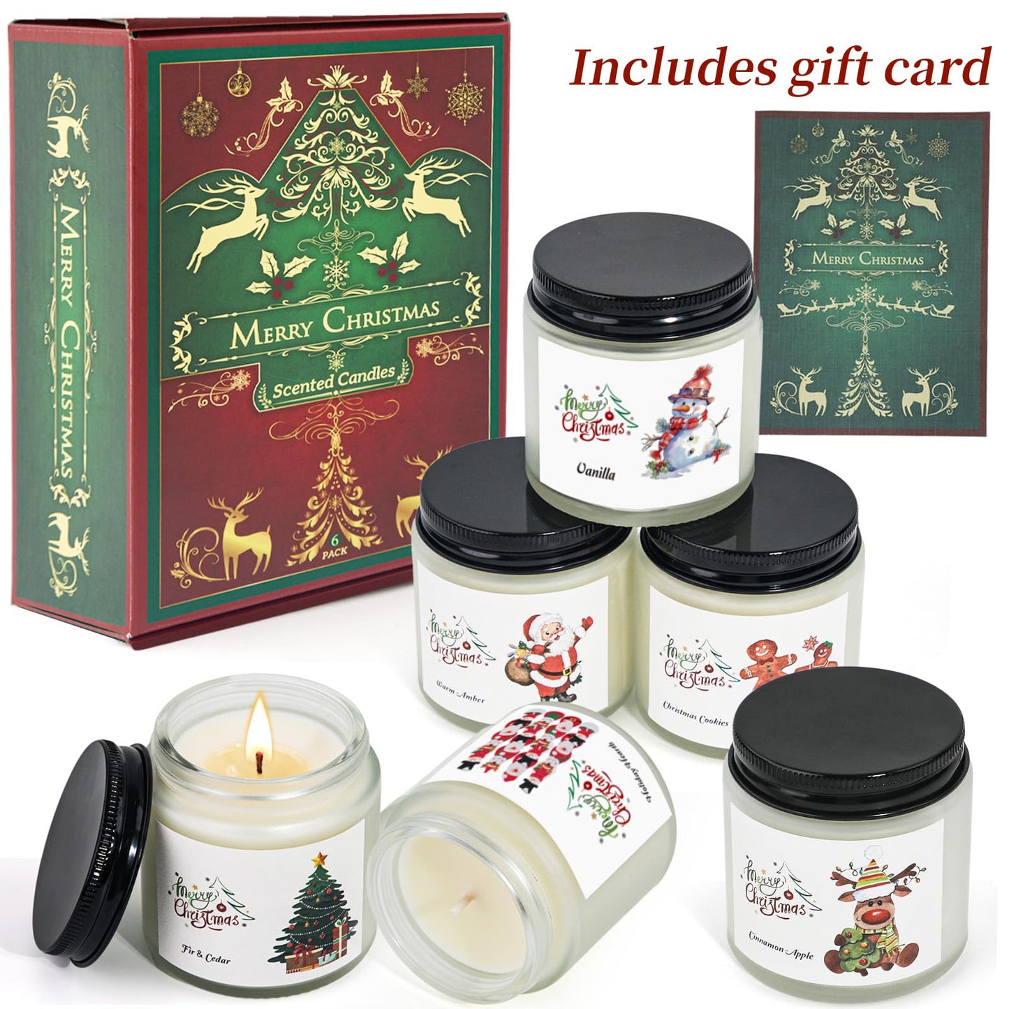 Christmas Scented Candles – 6 Pack Soy, 21 oz Jars | Gift Ideas