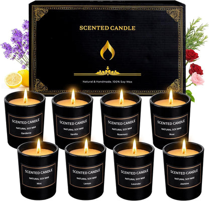 Christmas Scented Candles – 8-Pack 3oz Soy Wax Gifts for Women & Men