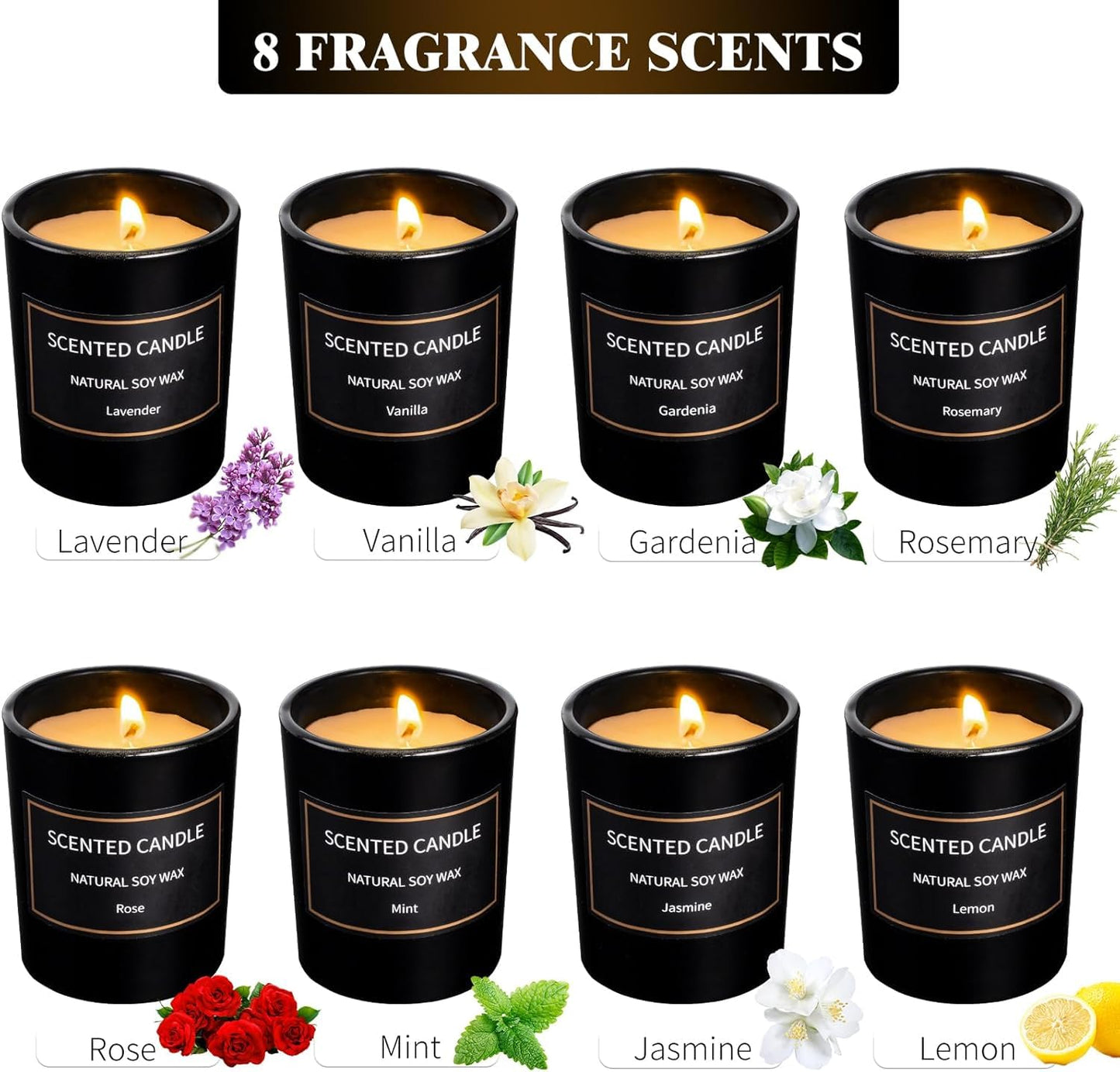 Christmas Scented Candles – 8-Pack 3oz Soy Wax Gifts for Women & Men