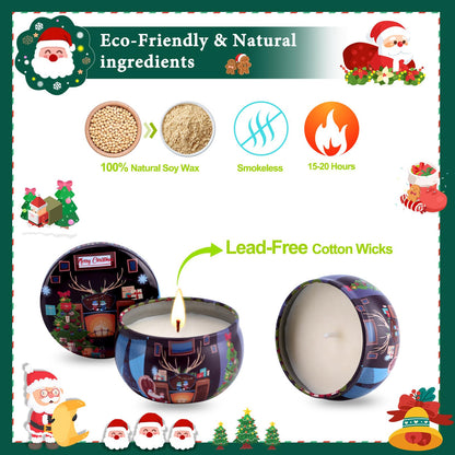 Christmas Scented Candles Gift Set – 12x3oz Soy Wax Travel Tin Aromatherapy Candles for Women