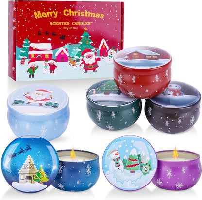 Christmas Scented Candles Gifts Set – 6 Pack, 2.5oz, Natural Soy Wax, Aromatherapy for Her