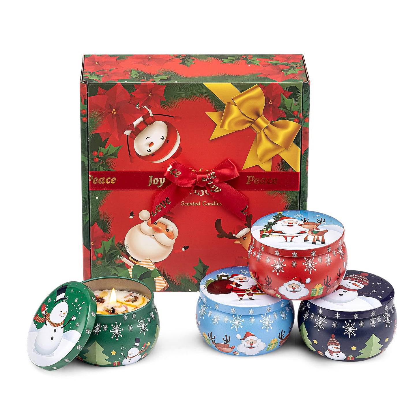 Christmas Scented Candles Gifts for Women 4 Pack – 4.4 oz Soy Aromatherapy Jar Candles