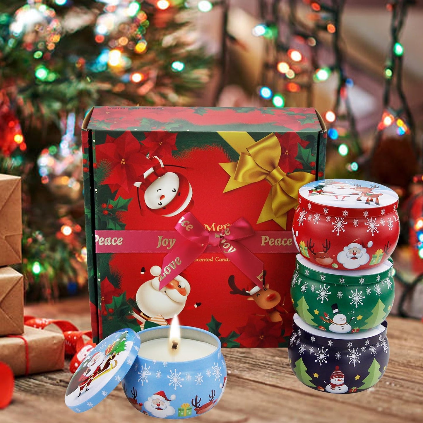Christmas Scented Candles Gifts for Women 4 Pack – 4.4 oz Soy Aromatherapy Jar Candles