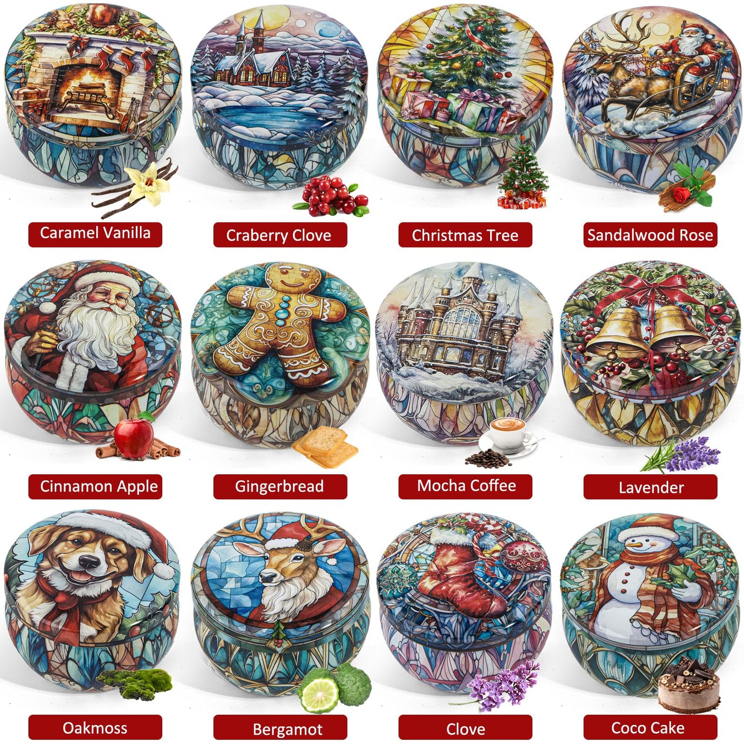 Christmas Candle Gifts Set - 12 Pack Soy Wax Candles for Women
