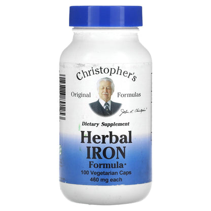 Christopher's Original Formulas Herbal Iron Formula – Natural Iron Support (450 mg) – 100 Vegetarian Capsules