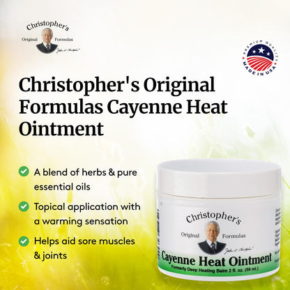 Christopher's Original Formulas Cayenne Heat Ointment - Warming Herbal Topical for Discomfort & Circulation | 2 fl oz