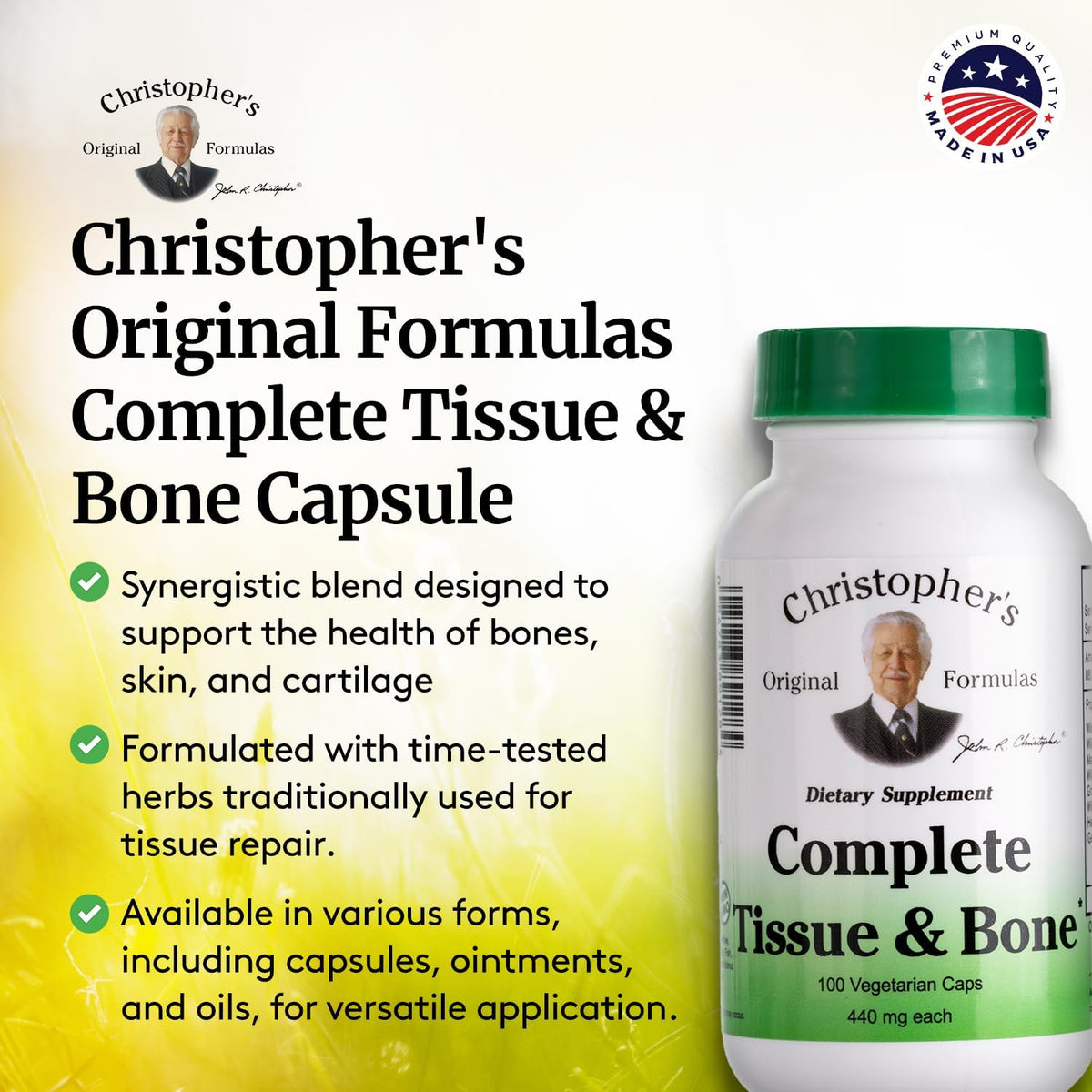 Christopher's Original Formulas Complete Tissue & Bone Formula – 100 VCaps | Herbal Support for Bones & Connective Tissue - Pack of 3 BritishVita | Premium UK Vitamins & Wellness Supplements