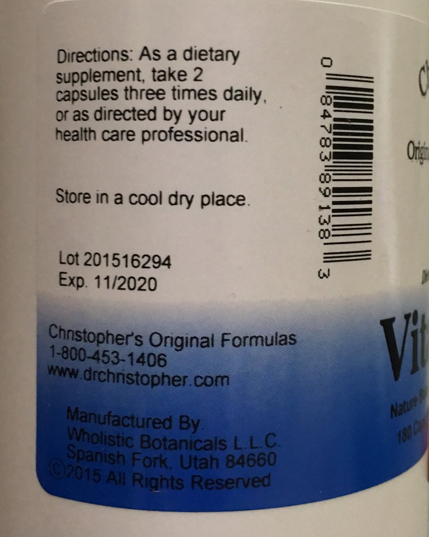 Christopher's Vitalerbs – Nutrient-Rich Herbal Supplement, 180 Veg Caps