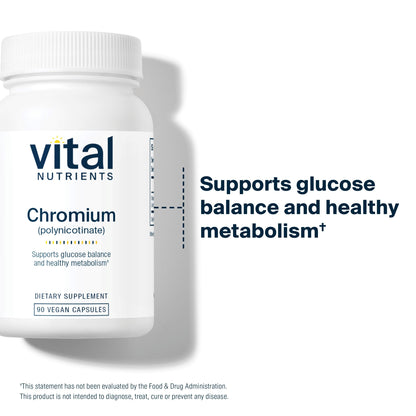 Vital Nutrients Chromium Polynicotinate 200mcg | Chromium Supplements for Healthy Fat and Carbohydrate Metabolism | Cholesterol Maintenance | Gluten-Free | Non-GMO | 90 Capsules
