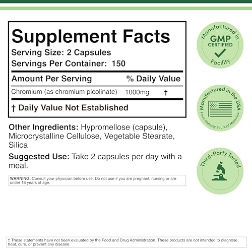 Chromium Picolinate 1000mcg - High Absorption for Weight Management | Double Wood