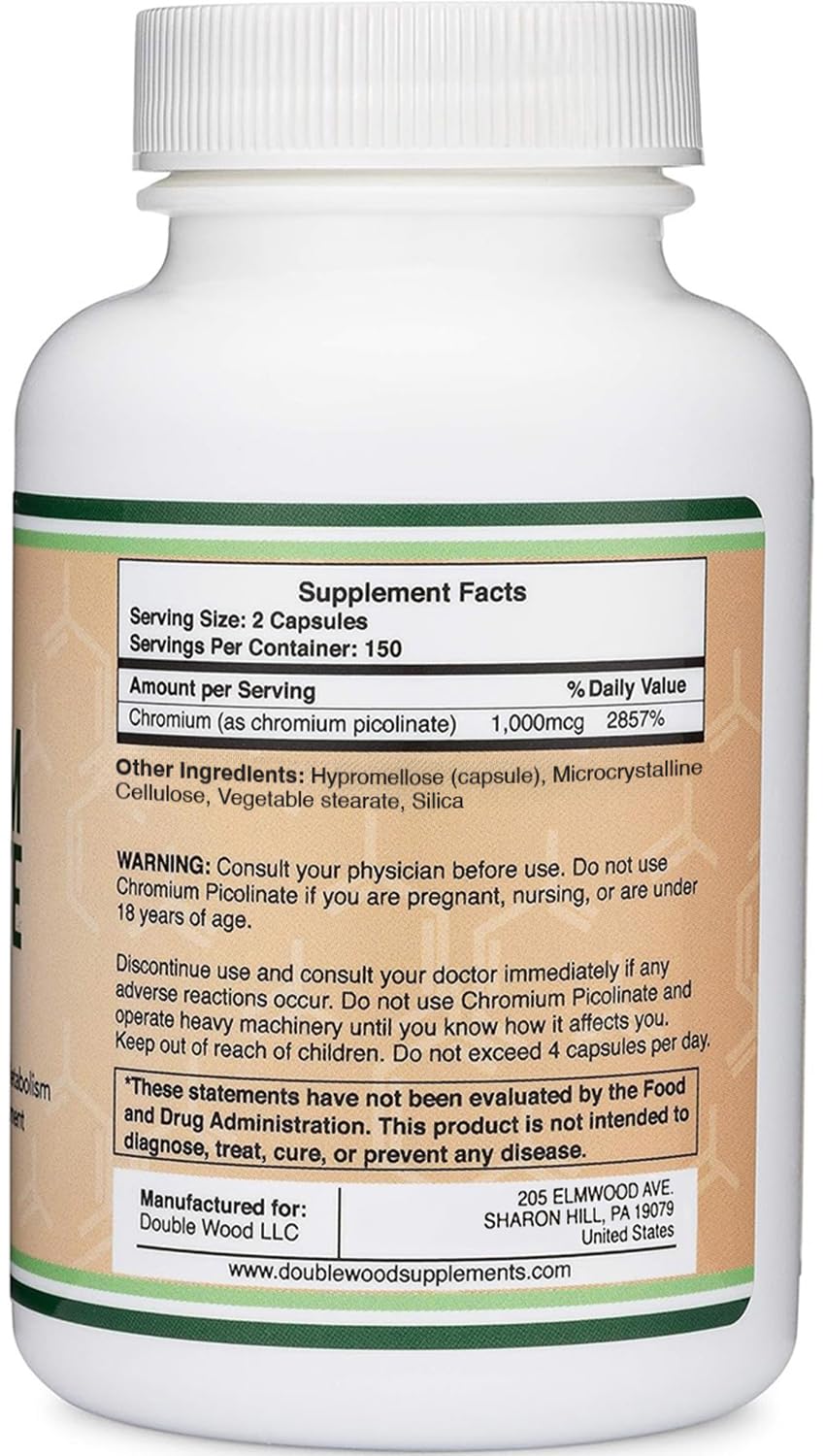Chromium Picolinate 1000mcg - High Absorption for Weight Management | Double Wood