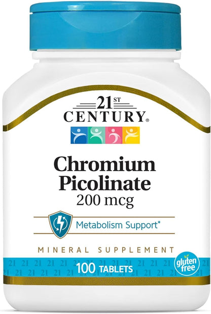 21st Century Chromium Picolinate 200 mcg — 100 Tabs