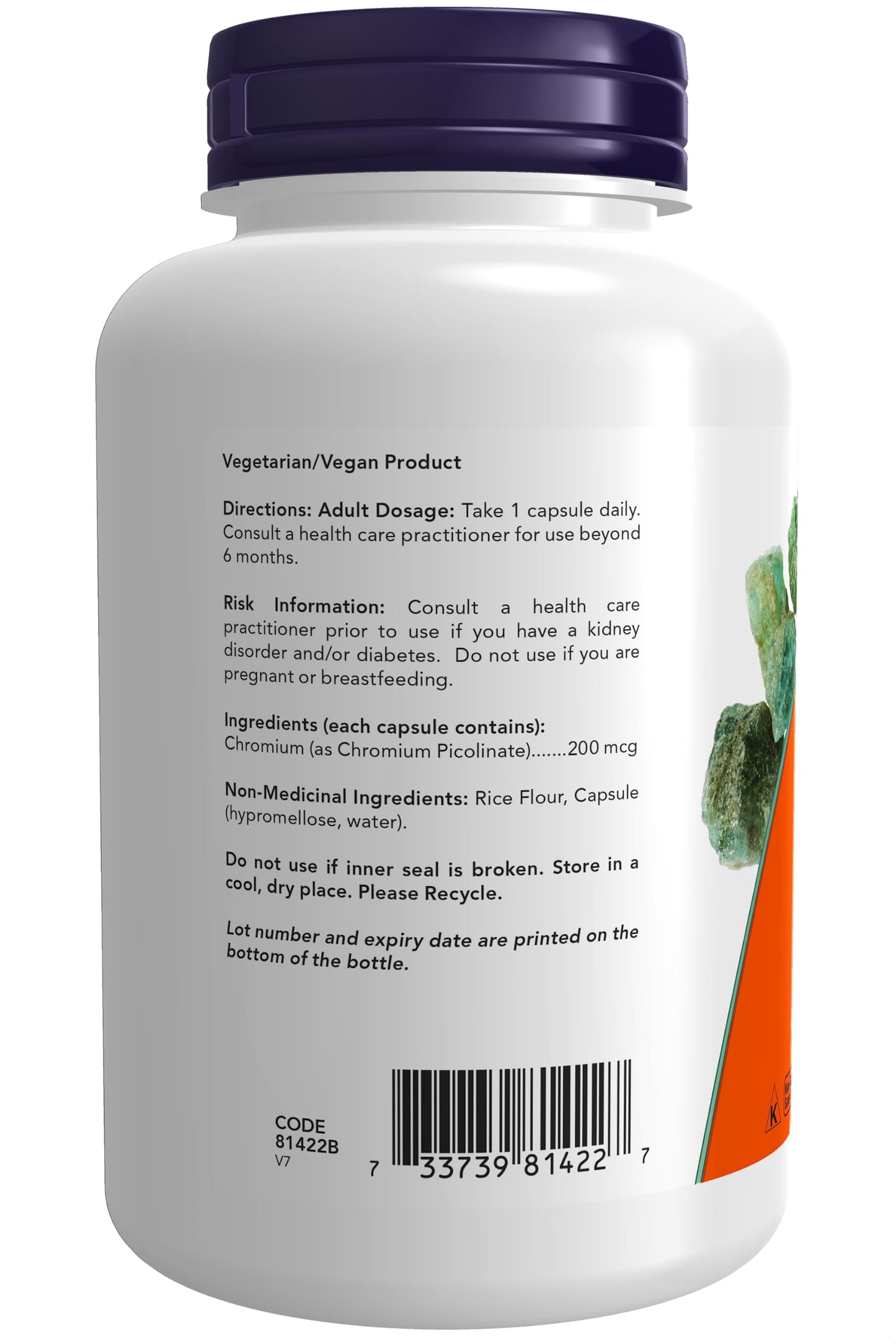 NOW Foods Chromium Picolinate 200 mcg – Insulin Co-Factor, 250 Veg Capsules