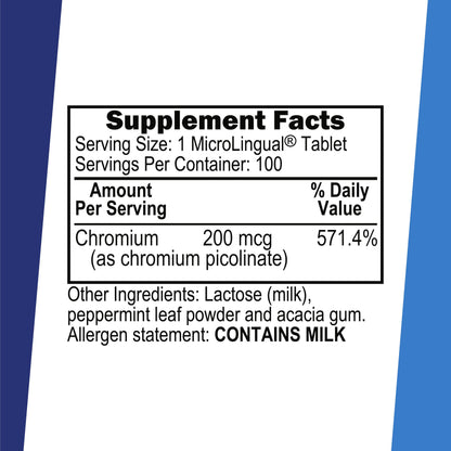 Superior Source Chromium Picolinate – 500 mcg Instant Dissolve Tablets for Healthy Sugar Metabolism