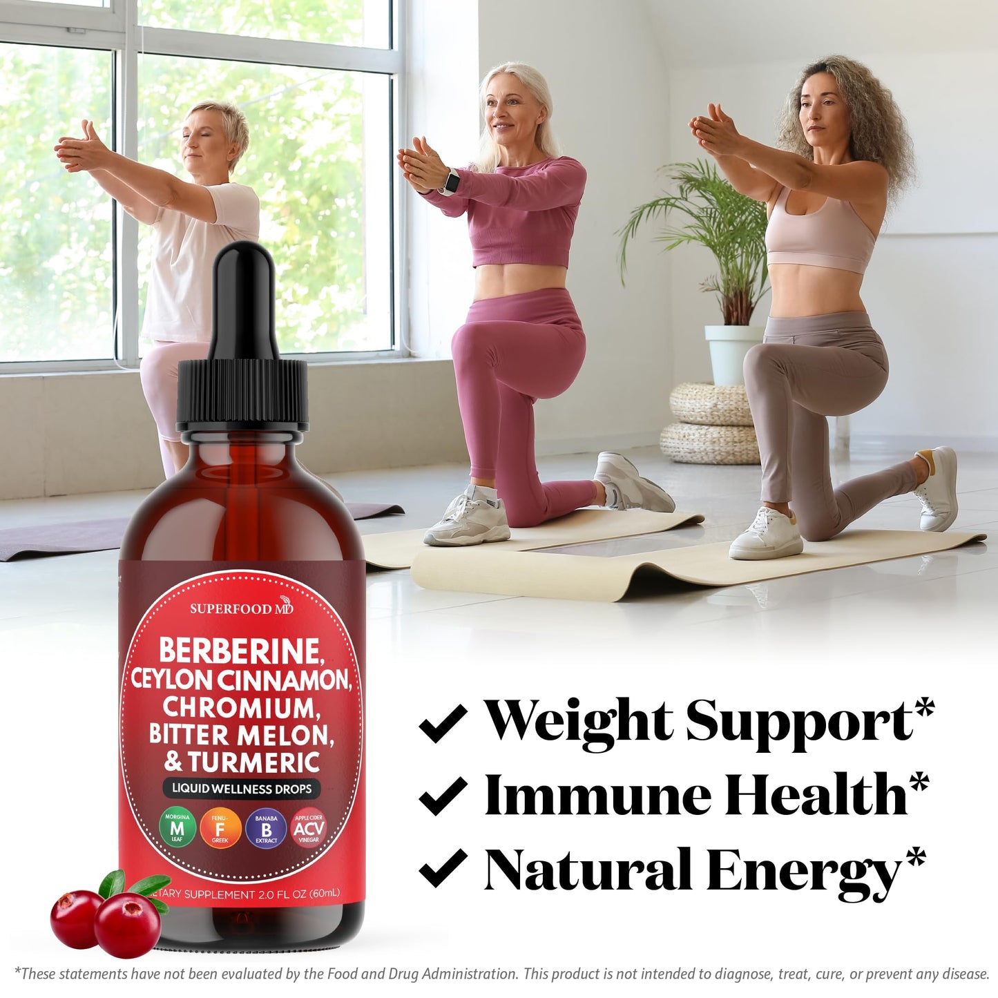 Berberine with Ceylon Cinnamon Liquid Drops – Immune Support & Metabolic Health 4oz