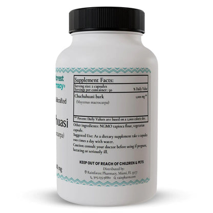 Rainforest Pharmacy Chuchuhuasi – 100 Veg Capsules (500mg), Non-GMO, Sustainably Wildcrafted Amazon Bark
