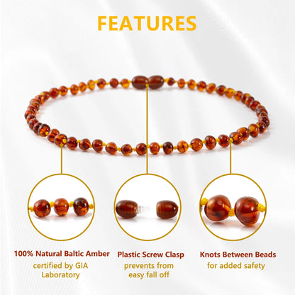 Cici's Story Baltic Amber Necklace (14 Inches, Cognac) - Certified Authentic Baltic Amber