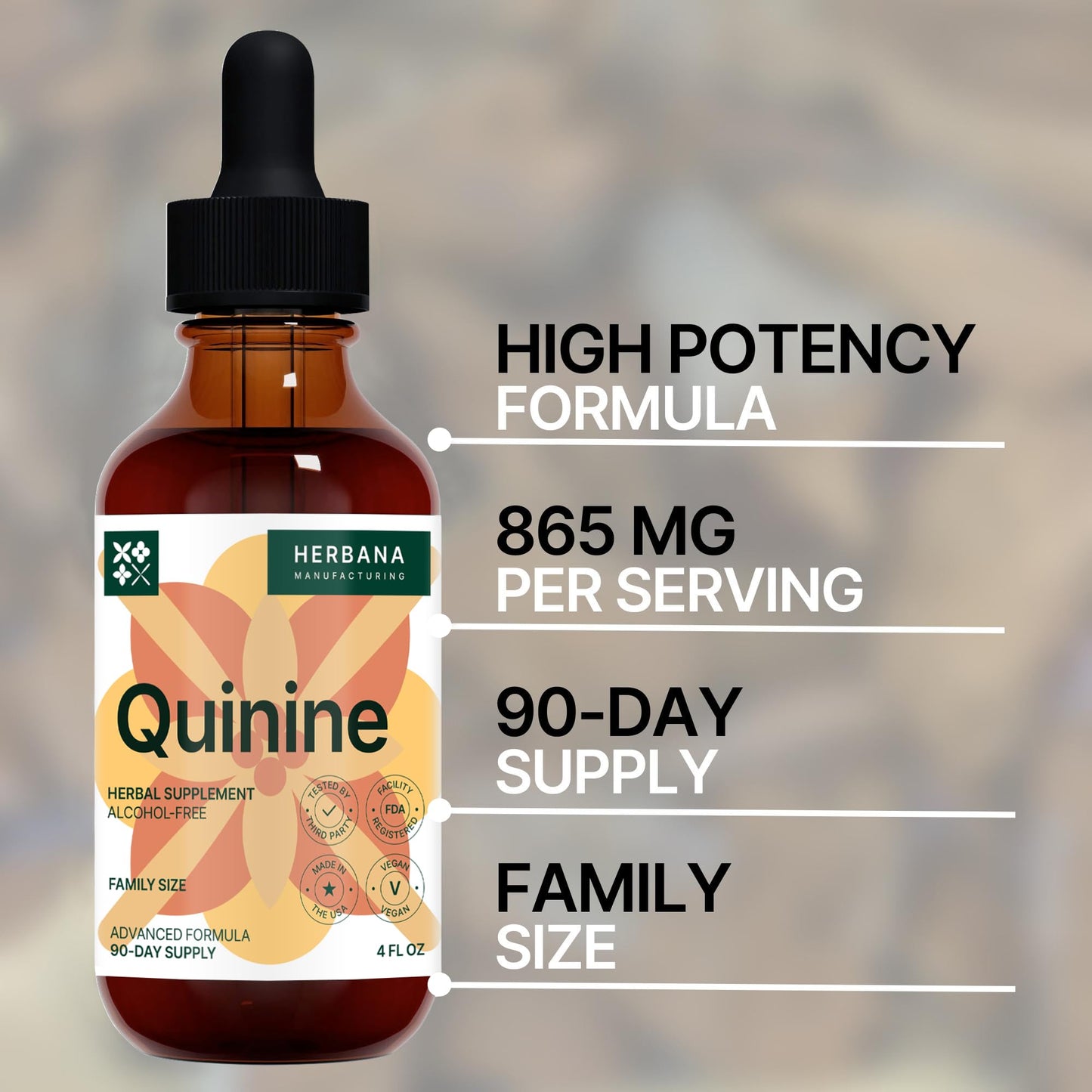 Quinine Liquid Extract 4 oz - Digestive Health & Immune Support | Cinchona Bark Tincture