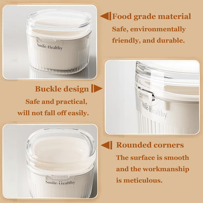 CINMAUNG Denture Case & Cleaner Cup – Travel Soak Container with Strainer Basket (White)