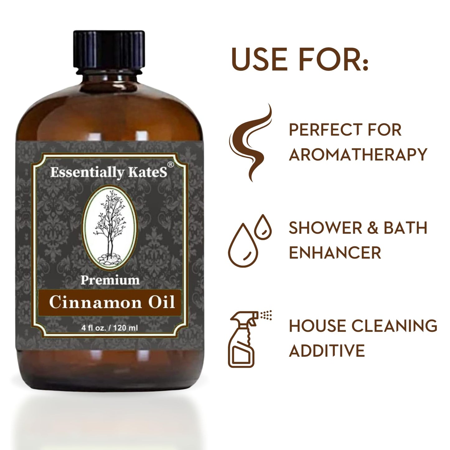 Premium Cinnamon Oil 4 Fl Oz – Pure, Natural & Therapeutic | Diffuser & DIY Soap
