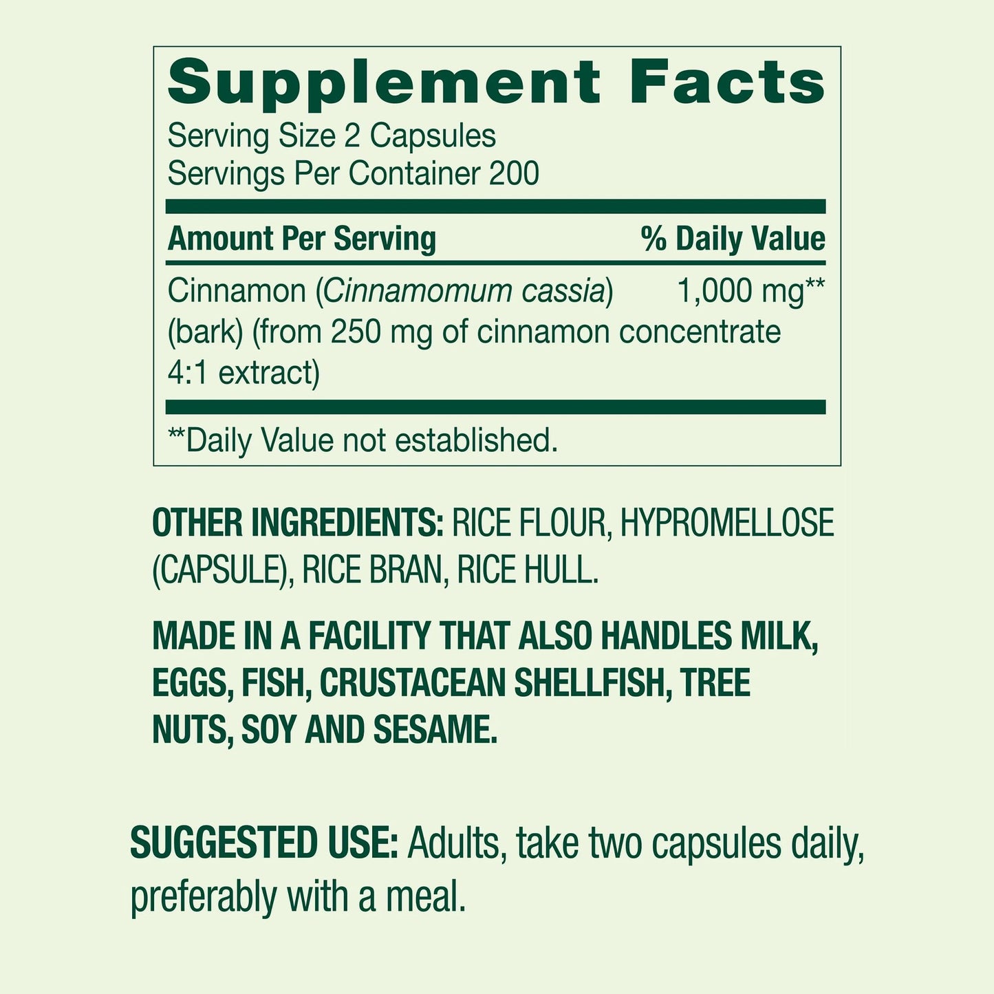 Cinnamon 1000 mg Dietary Supplement – 400 Vegetarian Capsules | Metabolism & Wellness