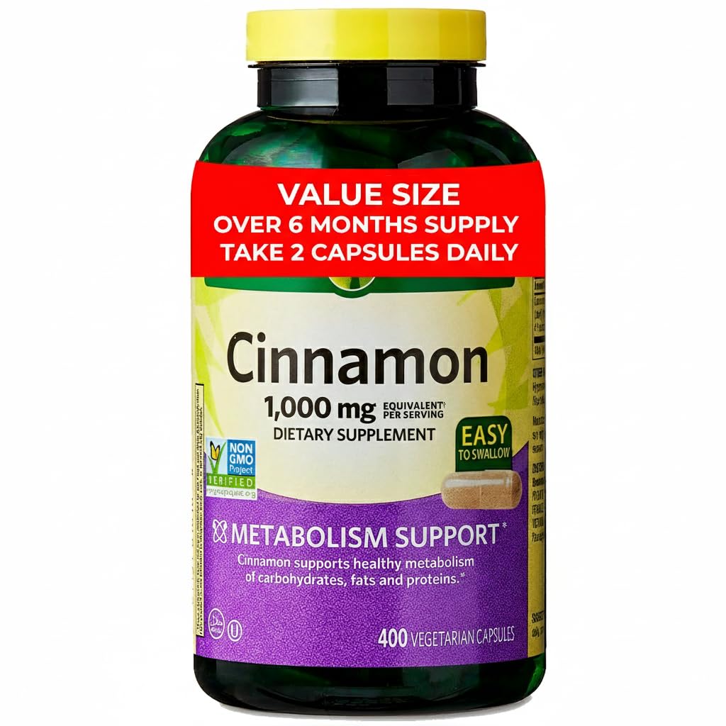 Cinnamon 1000 mg Dietary Supplement – 400 Vegetarian Capsules | Metabolism & Wellness
