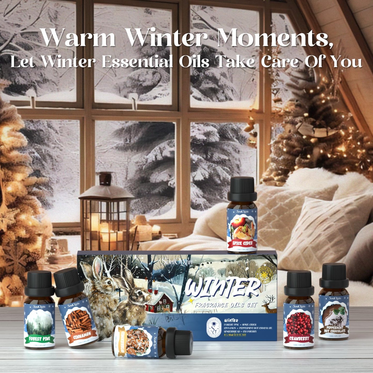 SoulOrigin Winter Essential Oils Set – 6x10ml Fragrance Oils for Diffusers and Gifts