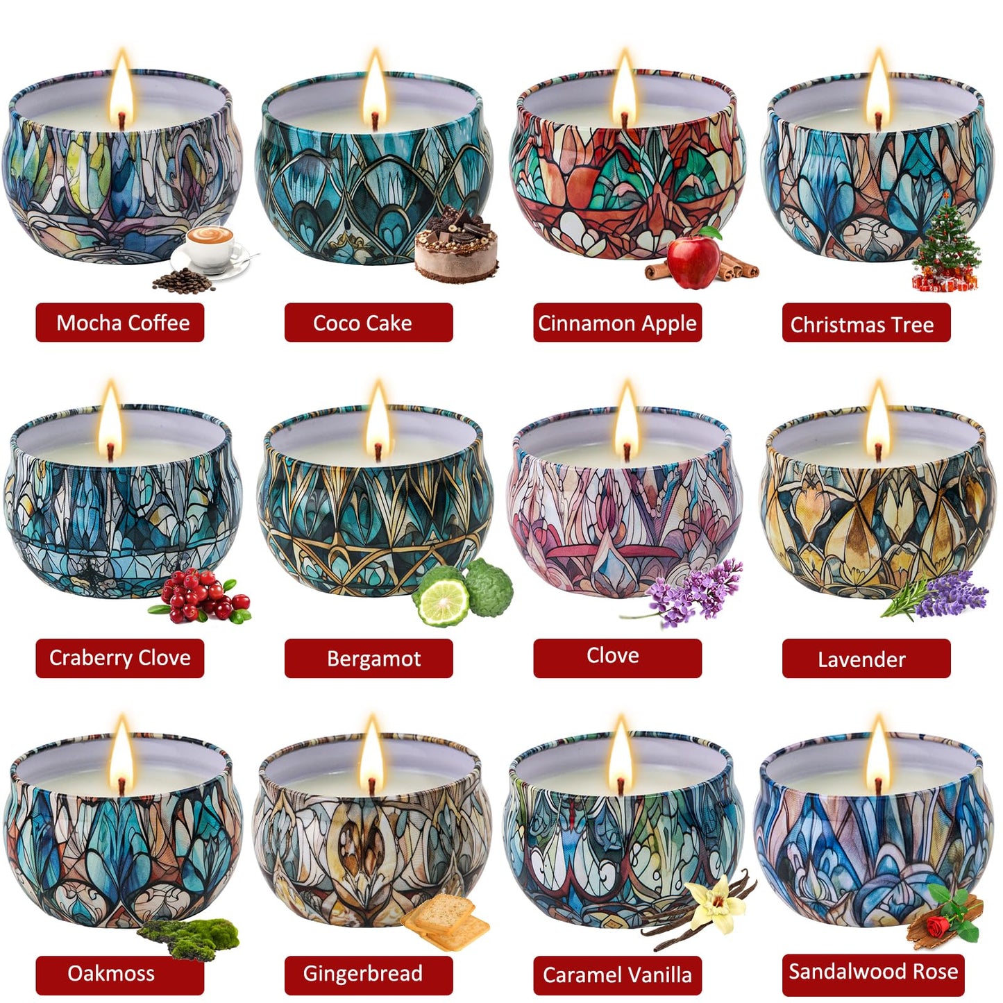 12 Pack Christmas Scented Candles Gift Set – 2.5 oz Soy Wax Aromatherapy Candles for Home | Gift for Women