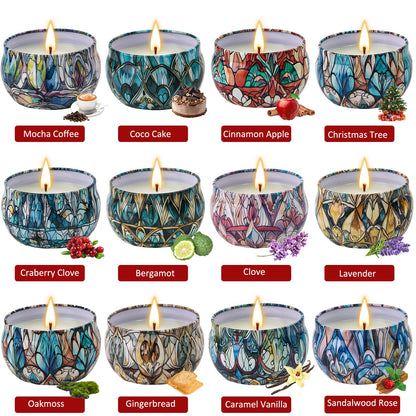 12 Pack Christmas Scented Candles Gift Set – 2.5 oz Soy Wax Aromatherapy Candles for Home | Gift for Women