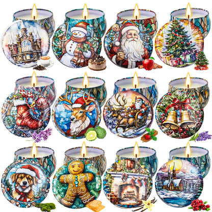 Christmas Candle Gifts Set - 12 Pack Soy Wax Candles for Women