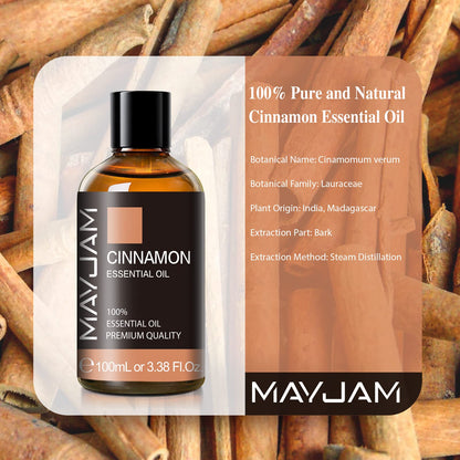 Cinnamon Essential Oil, MAYJAM Pure Essential Oils, 3.38FL.OZ Cinnamon Oil, Perfect for Diffusers Aromatherapy