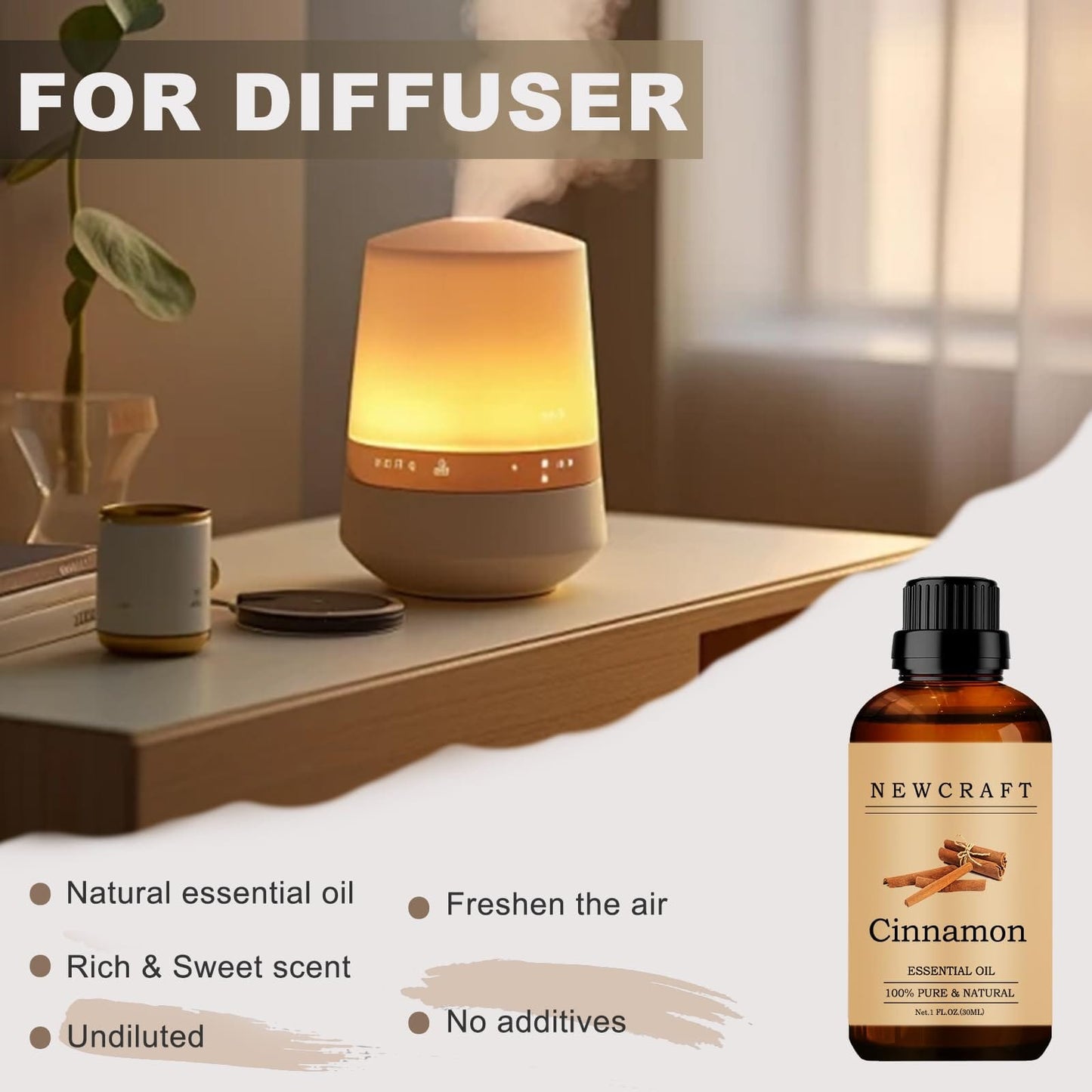 Cinnamon Essential Oils, 30ML 100% Pure and Natural Essential Oil with Dropper for Aromatherapy Diffuser - 1 Fl Oz/Cinnamon